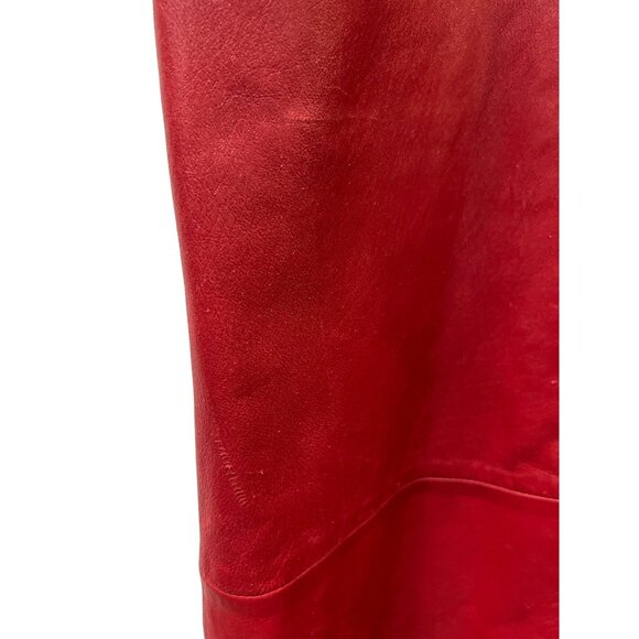 Vintage Bruno Ricci Red Leather Long Button-Up Coat With Pockets Womens M Made I - Picture 7 of 13